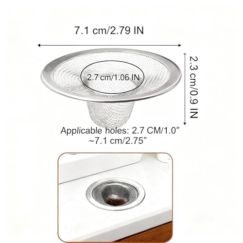 TORMEN 2.75'' Basket Filter Trap Sink Strainer Stainless Steel Drain Guard (3 Pack)