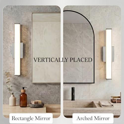 URSOLA 24" Modern LED Bathroom Light Fixtures, Chrome 3CCT Dimmable Bathroom Vanity Light Over Mirror, Bathroom Vanity Bath Bar Lights with Double Layer Acrylic Shade - color: Chrome, size: 24inch