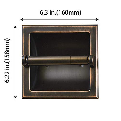 SENTO Recessed Oil Rubbed Bronze Toilet Paper Holder, Wall Mounted Heavy Duty Metal Toilet Paper Roll Holder with Rear Mounting Bracket, in Wall, Easy Installation, Oil-Rubbed Bronze - color: Oil-rubbed Bronze