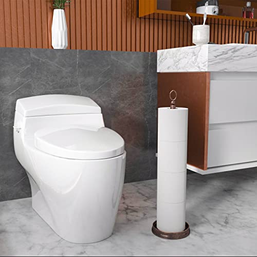 ROLABAM Heavy Weighted Toilet Paper Holder (with Reserve Function) Free Standing Toilet Paper Storage，Spare Toilet Paper Roll Holder Storage Stand for Bathroom Total Height 22.5" ，Oil Rubbed Bronze - color: Oil Rubbed Bronze