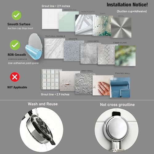 Hand held Shower Head Holder- Enhanced Suction Cup - 5 Angles Adjustable - Relocated Bathroom Wall Mount Shower Wand Holder (Chrome Finish)