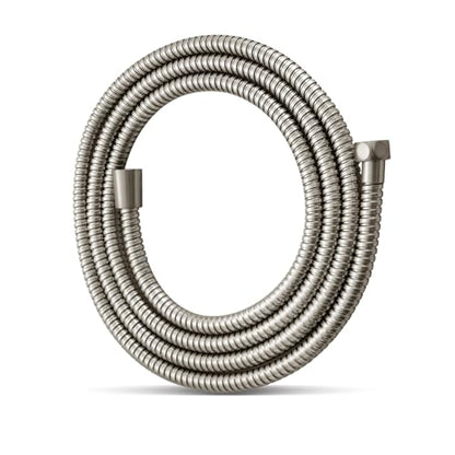OFFO Shower Hose, 120 in Brushed Nickel Kink Free Stainless Steel Shower Hose Attachment Electroplating Handheld Head Flex Hoses Extension with Brass Insert & Nut for Pet Bathing Cleaning - color: Brushed Nickel, size: 120 in