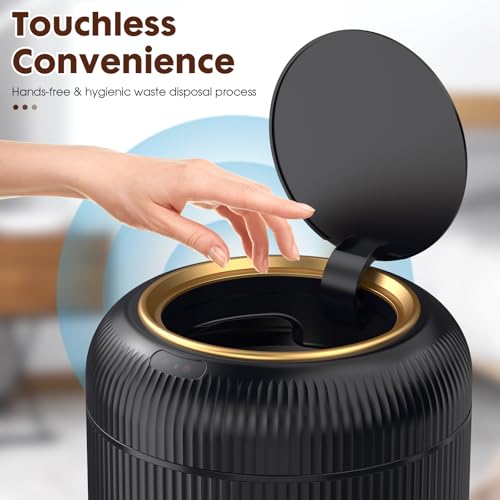 Procade Touchless Trash Can Bathroom,Small Motion Sensor Trashcan with lid | 3 Gallon Automatic Garbage Can,Smart Gold and Black Trash Bin,Auto WasteBasket for Bedroom,Office,Dorm,Toilet, rv, Kitchen - color: Black