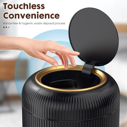 Procade Touchless Trash Can Bathroom,Small Motion Sensor Trashcan with lid | 3 Gallon Automatic Garbage Can,Smart Gold and Black Trash Bin,Auto WasteBasket for Bedroom,Office,Dorm,Toilet, rv, Kitchen - color: Black