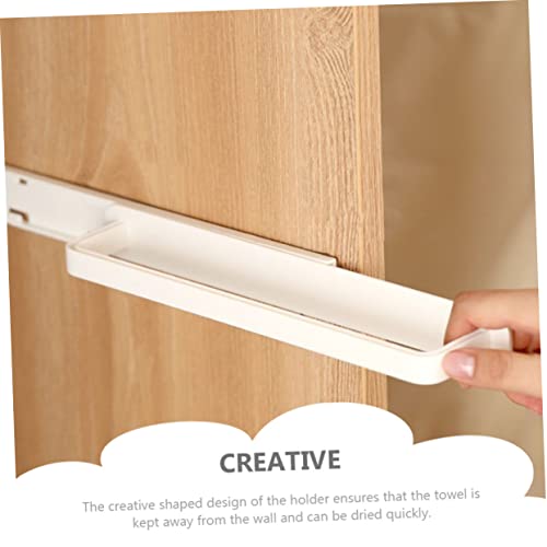 VALICLUD 2pcs Wall-Mounted Sliding Storage Rack Over Door Towel Rack Modern Bathroom Towel Holder Material Space-Saving White