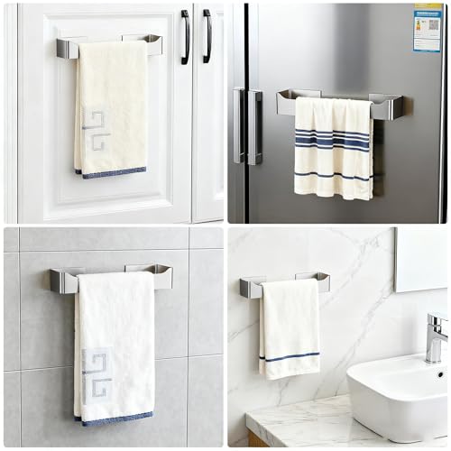 Self Adhesive Hand Towel Holder/Towel Ring,Stainless Steel Hand Towel Bar Rustproof Stick on Wall-Towel Rack for Bathroom/Kitchen (1, Brushed Nickel, 9 Inch) - color: Brushed Nickel