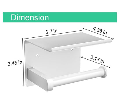 Premium Toilet Paper Holder with Phone Shelf, Wall Mounted, for Bathroom, Living Room, Restroom, RV, and so on, Stainless Steel-Rustproof,Tissue Roll Holder with Storage Shelf-White(YaoJooHome) - color: White