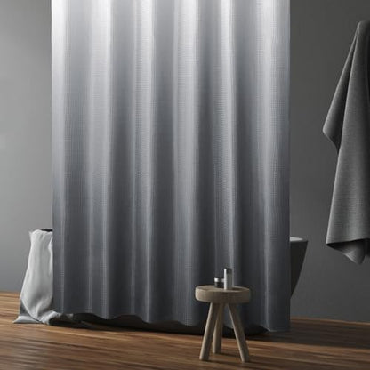 Small Stall Grey Ombre Shower Curtain, 36 x 72 | Narrow Half Gray Ombre Shower Curtain for Bathroom, Fabric Shower Curtain Set, Water Repellent, Machine Washable - color: Ombre Grey, size: 36"W x 72"L (Pack of 1)