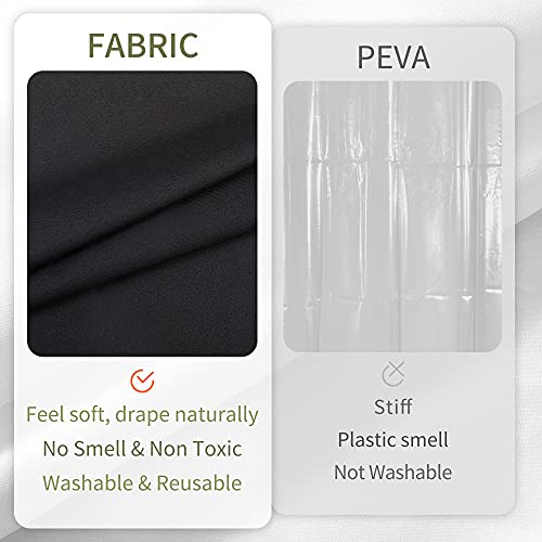 ALYVIA SPRING Waterproof Fabric Shower Curtain Soft Hotel Quality - 3 Magnets at Bottom, Premium Black Shower Curtain Liner for Bathroom, Light-Weight Cloth & Washable - 72x72, Black - color: Black, size: 72"W x 72"L (Pack of 1)