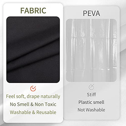 ALYVIA SPRING Stall Fabric Shower Curtain Liner Waterproof - Soft & Lightweight Long Stall Size Shower Curtain with Magnets, Machine Washable - 54x78, Black - color: Black, size: 54"W x 78"L (Pack of 1)
