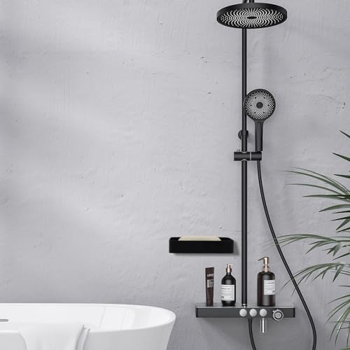 Soap Dish Stainless Steel Black Soap Dish Holder Wall Mounted Shower Soap Holder with Screws, Sturdy Soap Dish for Bar Soap Stylish Soap Dish Holder for Shower Bathroom Kitchen Sink Tub - color: Black