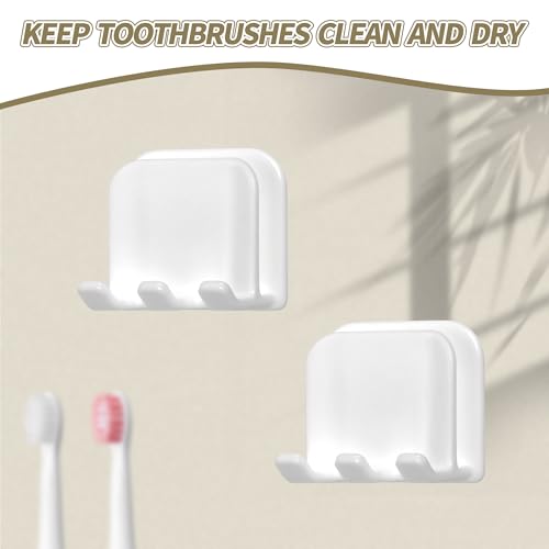 2-Piece Set of White self-Adhesive Wall-Mounted Waterproof Toothbrush Holders, Electric Toothbrush Holder for Bathrooms，Suitable for Bathroom Showers.