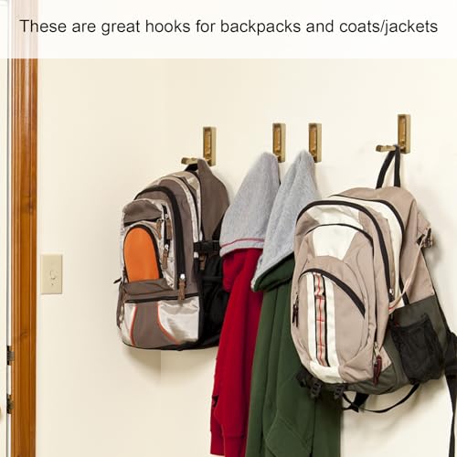 Foldable Gold Wall Hooks 4 Pack,Heavy Duty Wall Hooks for Hanging Coats Towels Backpacks Bags Brushed Gold Towel Hooks in The Bathroom,Closet,Entryway,Pool and Kitchen.(Gold, 4) - color: Gold, size: 4