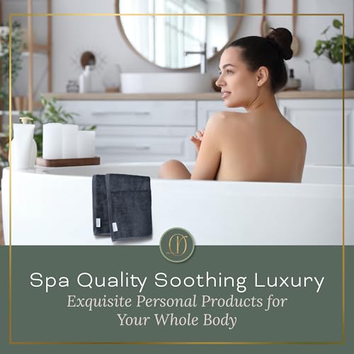 Charcoal Grey Extra Large Washcloths Set of 6 Soft Body Cloths 13” x 13” 70% Viscose Derived from Bamboo, 30% Cotton Spa-Like Feel Silky for Skin Cleansing - color: Charcoal