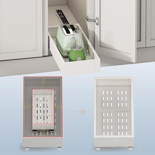 Fokyfok Pull out Cabinet Organizer,7"-11"W, 17"-24"D,Expandable,Adhesive | No Drill,Roll out Drawers,Adjustable Slide out Shelves for Kitchen,Pantry,Framed and Framless Cabinets,White,1PC - color: White, size: (7"W-11"W)X(17"D-24"D)