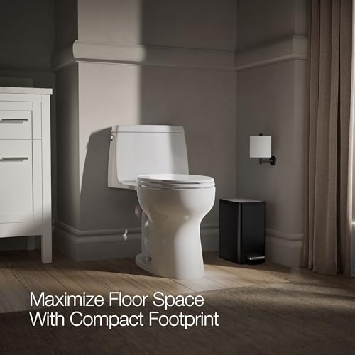 KOHLER 31319-BST Bathroom Trash Can, 1.6 Gallon, 6-Liter Step Can, Quiet-Close Small Trash Can with Foot Pedal, Black Stainless - color: Black Stainless, size: 1.6 Gallon - Step Can