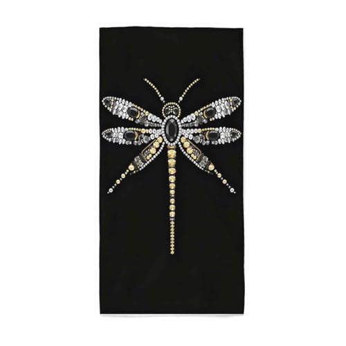 Beautiful Diamonds Hand Towel Embroidery Jewelry Shiny Gold Silver Black Decorative Bathroom Towels Soft Highly Absorbent Face Towel for Hotel Gym Spa（15X30 Inch）
