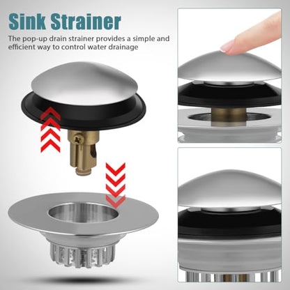 Bathtub Drain Stopper Copper Tub Drain Plug with Built-in Hair Catcher Pop-up Bathtub Strainer for Water Control Easy Install 2.95 X 2.95 X 1.57 in