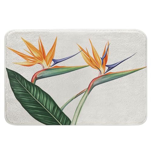 Bird of Paradise Flowers Bath Rugs for Bathroom Watercolor Durable Flannel Bath Rug Clearance Mats for Forlaundry Room and Kitchen Decor Carpt Washable 20 X 32 inch - color: Bird of Paradise Flowers, size: 20 x 32 inches