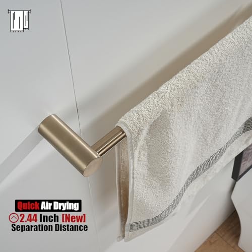 JQK Towel Bar Champagne Bronze, 18.5 Inch 304 Stainless Steel Thicken 0.8mm 2 Pieces Towel Rack Bathroom Wall Mount, Useable Length 16 Inch, TB610L16-CB - color: Champagne Bronze, size: 16.5 Inch
