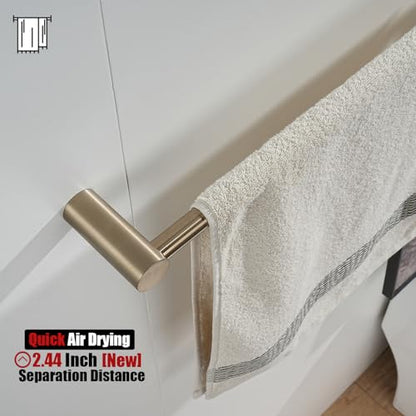 JQK Towel Bar Champagne Bronze, 18.5 Inch 304 Stainless Steel Thicken 0.8mm 2 Pieces Towel Rack Bathroom Wall Mount, Useable Length 16 Inch, TB610L16-CB - color: Champagne Bronze, size: 16.5 Inch