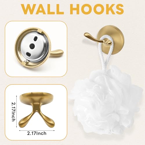 Brushed Gold Bathroom Hardware Set Wall Mounted Gold Accessories Set 4 Pieces Bathroom Hardware Set, 23.6 inch Towel Bar | Towel Hook | Toilet Paper Holder | Hand Towel Holder - color: Brushed Gold