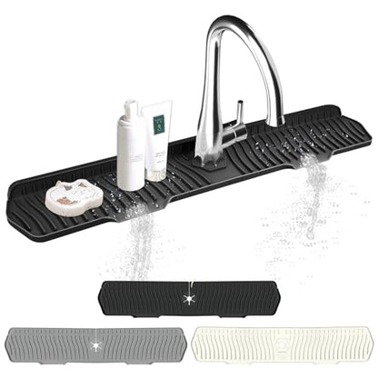 Kitchen Sink Splash Guard Gen2-30" x 6'' Silicone Sink Mat Splash Guard fit for Countertop, Bathroom,Farmhouse,RV by EBIGIC (Black) - color: Black 30in, size: 30”x 6.0”