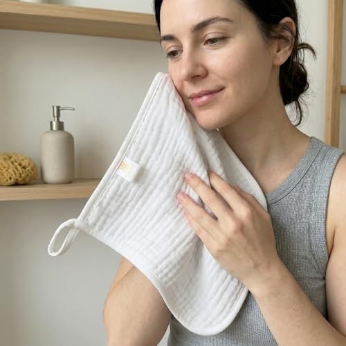 Muslin Baby Washcloths 100% Baby Washcloths Cotton Face Towels 10 Pack Burp Cloths Baby Girl Boy Soft and Absorbent Baby Wipes Burp Rags Bath Essentials - color: White-10pack-binding