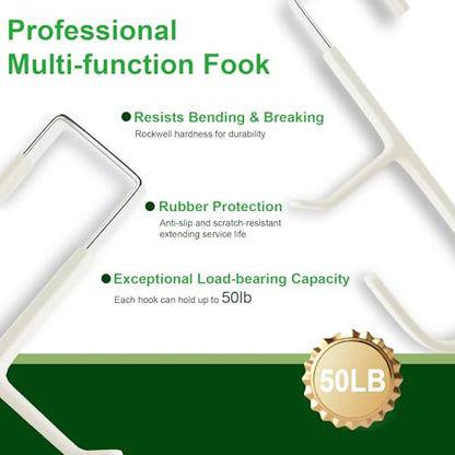2 Pack Over The Door Hooks(L=7"), Over Door Hanger, Heavy Duty No Drill Hanger for Towels, Coats, Hats, Bags in Bathroom, Bedroom, Kitchen, Living Room-White - color: White(2 Pack 7")