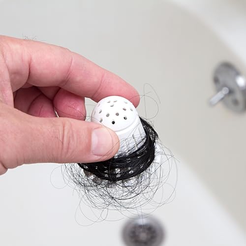 TubShroom Toss 21pk Disposable Bath Tub Drain Strainers - Hair Catcher Snare for Shower Bathtub to Prevent Clogged Drains, Traps Human and Pet Hair, One Year Supply (White) - color: White