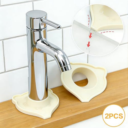 Compact Silicone Kitchen Sink Faucet Splash Proof Mat, Tap Water Diversion Splash Guard Drain Pad(White,2PCS) - color: Whitex2