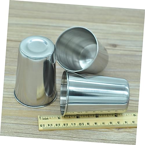 VALICLUD 2pcs Stainless Steel Cups Bathroom Toothbrush Tumbler Beverage Cup Silver Versatile Drinkware for Water Juice More Easy to Clean - size: 6X6cm