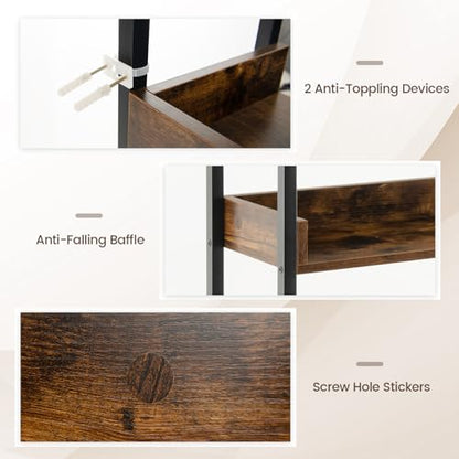 Giantex Over The Toilet Storage Rack, 3-Tier Bathroom Space Saver Organizer with Adjustable Bottom Bar to Fit Most Toilets, Freestanding Above Toilet Storage Rack, Easy Assembly (Brown + Black) - color: Brown + Black