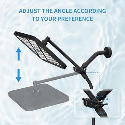 RFOUO 11 Inch Wide Rain Shower Head with Handheld, Matte Black | High Pressure Rainfall, Dual Shower Head Combo with Adjustable Arm, 3-Mode Detachable Handheld Spray,with 59 Inch Hose - color: Matte Black