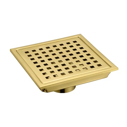 6 in. x 6 in. Stainless Steel Square Shower Floor Drain in Brushed Gold, FD01-6-TG - color: Brushed Gold