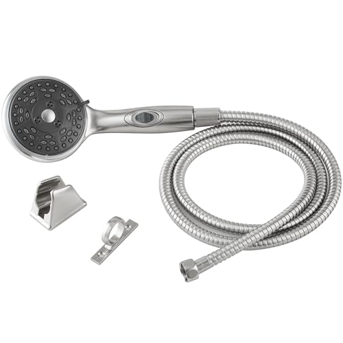 Dura Faucet DF-SA432K-SN RV Handheld Shower Wand Hose Kit (Satin Nickel) | Eco on/off switch pauses flow to save water in tight showers. Fits standard RV shower hoses. Brushed Satin Nickel. - color: Brushed Satin Nickel, size: Wand & Hose Kit