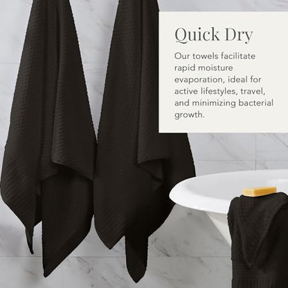 NY Loft 100% Cotton 2-Pack Oversized Bath Towel Set | Black | Quick-Dry | Two Oversized 35" x 70" Bath Towels / Bath Sheets | Super Absorbent | Designer-Styled Texture - color: Black, size: Bath Sheets (2 Pack)