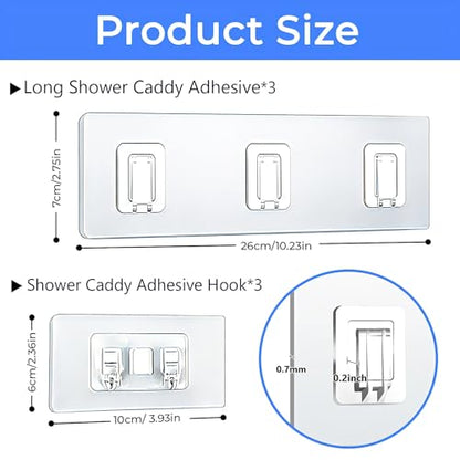 Shower Caddy Adhesive Replacement Hooks, Heavy Duty Waterproof Strips, No Drilling for Bathroom Shelves, Kitchen Racks, and Soap Holders (Transparent-6 Pack 1&3 Hook) - color: Transparent-6 Pack 1&3 Hook