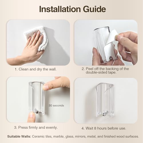 Electric Toothbrush Holder for Bathroom, Wall-Mounted Toothbrush Stand with Self-Adhesive, Compact Bathroom Caddy for Electric Toothbrushes (Clear-2pcs) - color: Clear-2pcs