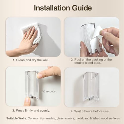 Electric Toothbrush Holder for Bathroom, Wall-Mounted Toothbrush Stand with Self-Adhesive, Compact Bathroom Caddy for Electric Toothbrushes (Clear-2pcs) - color: Clear-2pcs