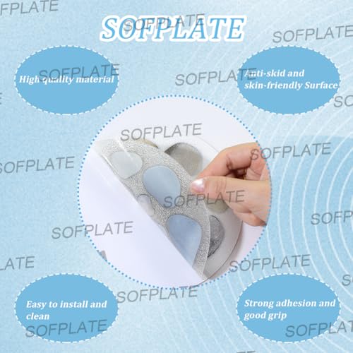 8Pcs Large Non Slip Bathtub Stickers Shower Floor Stickers with Premium Scraper Plastic Durable Cobblestone Adhesive Grips Appliques Decal Treads for Safety Bathroom Tubs Floor Stairs Adult - style: Stone