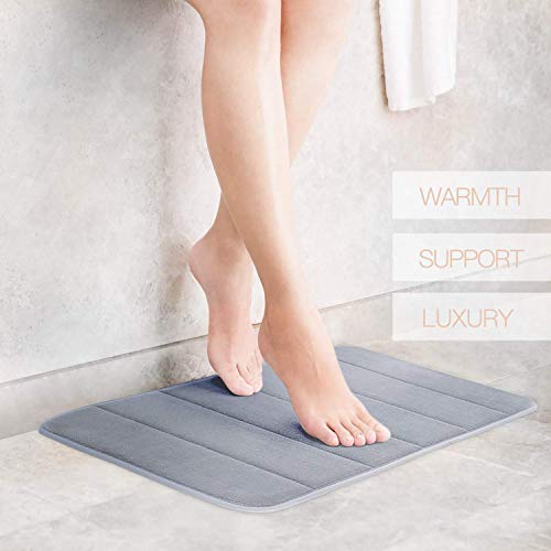 Betus Luxury Memory Foam Bath Mat - Water Absorbent, Super Cozy and Non-Slip Backing - Luxurious Velvet Comfort Bathroom Rug - 17"x24" (Gray) - color: Grey