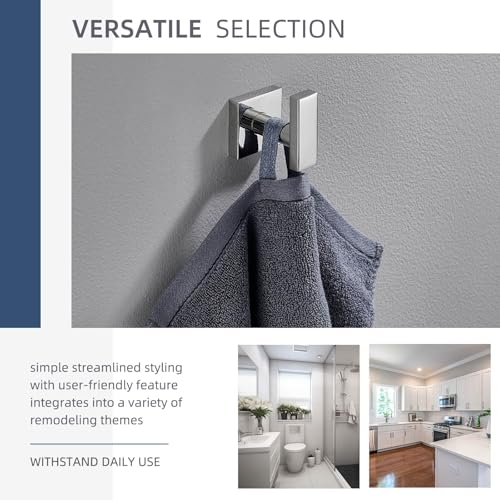 Angle Simple Bathroom Towel Hook, Square Robe Coat Hook, Polished Chrome | Solid SUS304 Stainless Steel, Modern & Heavy Duty Bath Towel Holder, for Shower Kitchen Entryway, Screws Wall Mount - color: Polished Chrome