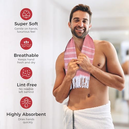 cabanana Hand Towels for Bathroom - 2-Pack|20x30 Inch-100% Cotton,Turkish Bathroom Hand Towels,Super Absorbent & Quick-Dry Soft for Bath, Kitchen, Spa, Face, Hair, Dishcloth (Red) - color: Red 20x30