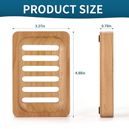 DEBETOOL 2-Pack Teak Wood Soap Dish, Waterproof Self Draining Bar Soap | Holder Caddy for Bathroom and Kitchen, Natural Wooden Soap Saver Tray for Countertop and Shower Sink
