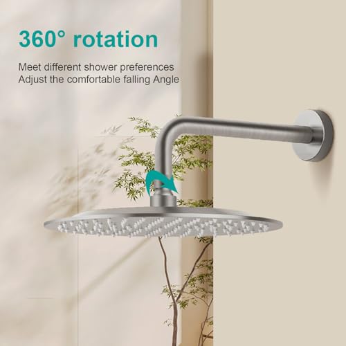 All Metal Rain Shower Head - Heavy Duty Stainless Steel, Easy Install, High Water Flow, Ultra-Thin Modern Design for Bathroom (Brushed Nickel, 10）BNW0088 - color: Brushed Nickel, size: 10