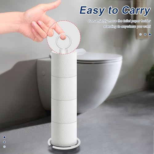 NearMoon Bath Toilet Paper Holder Stand, Freestanding Tissue Paper Storage with Reserve, Space Toilet 4 Rolls Holder for Bathroom/Kitchen Countertop-All Metal (2 Pack, White) - color: White
