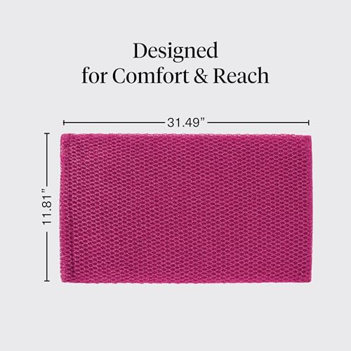 Kitsch African Net Sponge – Exfoliating Body Scrubber – Berry Pink, 3 Pcs | for Cleansing & Gentle Daily Exfoliation – Stretchable Bath Sponge for Hard-to-Reach Areas – Long-Lasting Shower Essential - color: Berry Pink