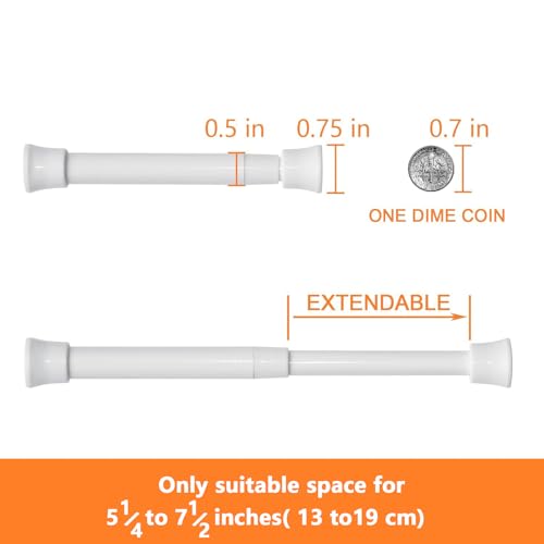 KXLife Smallest Spring Tension Curtain Rod 5.25 to 7.5 Inch, 2 Pack, White | Adjustable Mini Tension Rod, Tension Mounted No Drill, Fit for Narrow Window, Sidelight, Cupboard Dividers - color: White-2 Pcs, size: 5.25-7.5 Inch