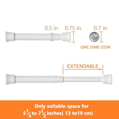 KXLife Smallest Spring Tension Curtain Rod 5.25 to 7.5 Inch, 2 Pack, White | Adjustable Mini Tension Rod, Tension Mounted No Drill, Fit for Narrow Window, Sidelight, Cupboard Dividers - color: White-2 Pcs, size: 5.25-7.5 Inch